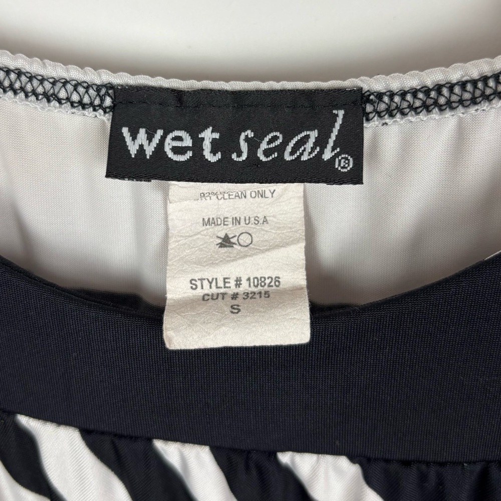 Wet Seal Top Size Small Tunic Black White Stripe Vintage Y2K Banded Bottom - Picture 3 of 5